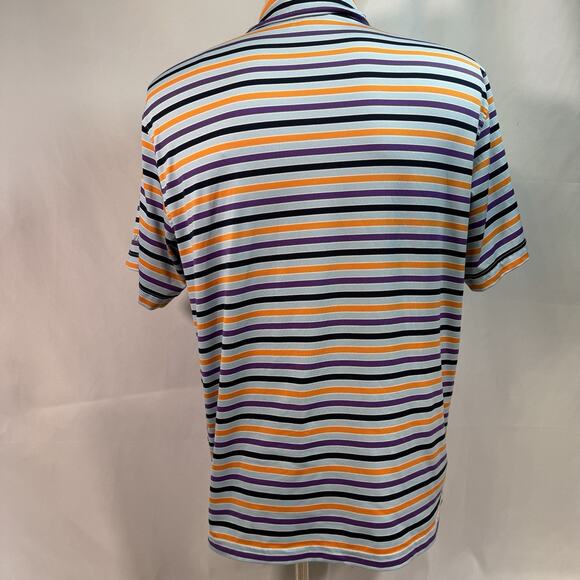 Walter Hagen Golf Shirt L Blue Stripe Polo Short Sleeve Poly Stretch - Picture 4 of 8